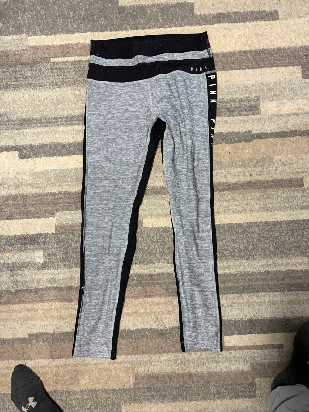 PINK Victoria's Secret Gray & Black Athletic Leggings